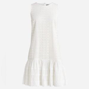 JCrew Pleated-hem shift dress eyelet white sizes L, XL. NWT blue also available
